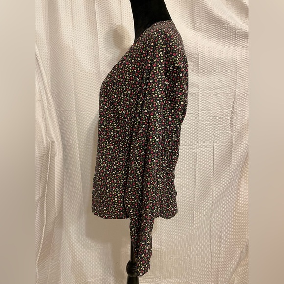 Banana republic blue small floral print button-down long sleeve blouse size XL. - Picture 2 of 6